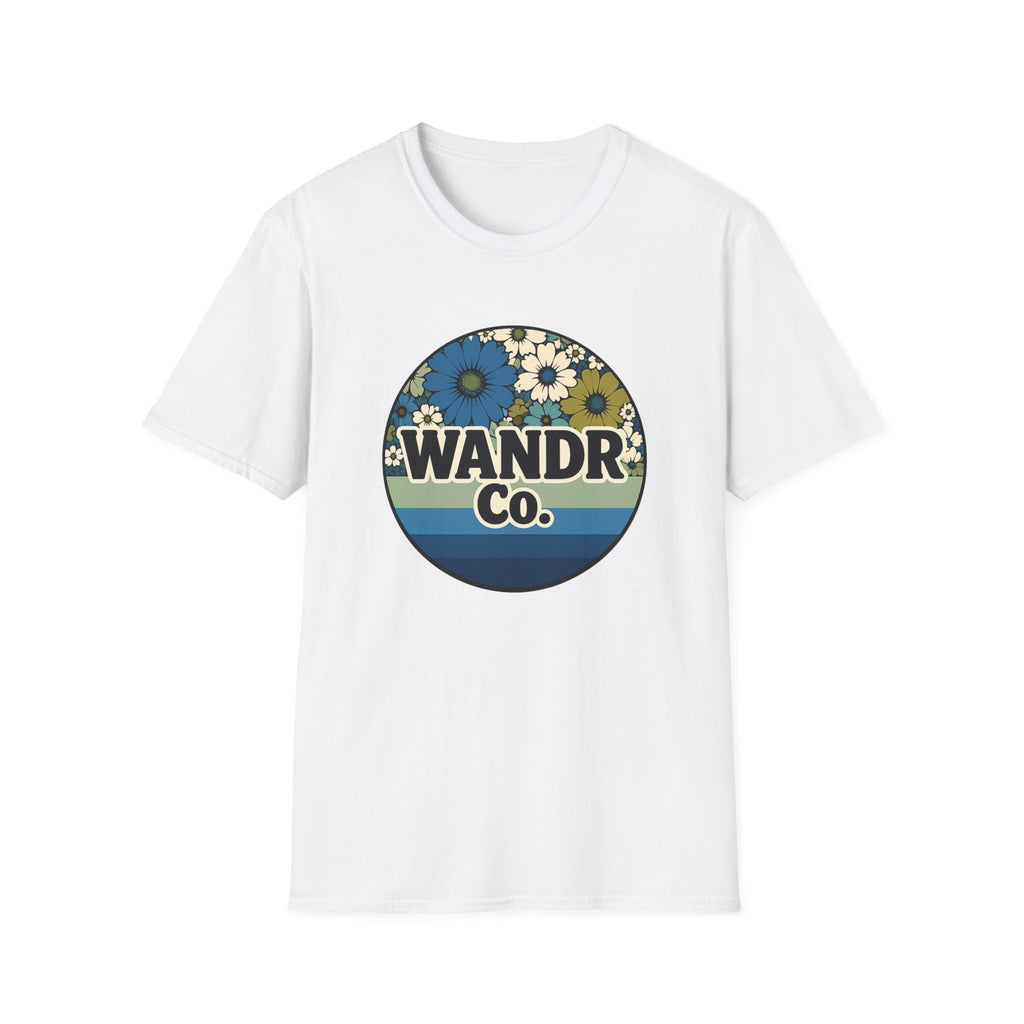 WANDR Co. Unisex Blue Floral Retro T-Shirt