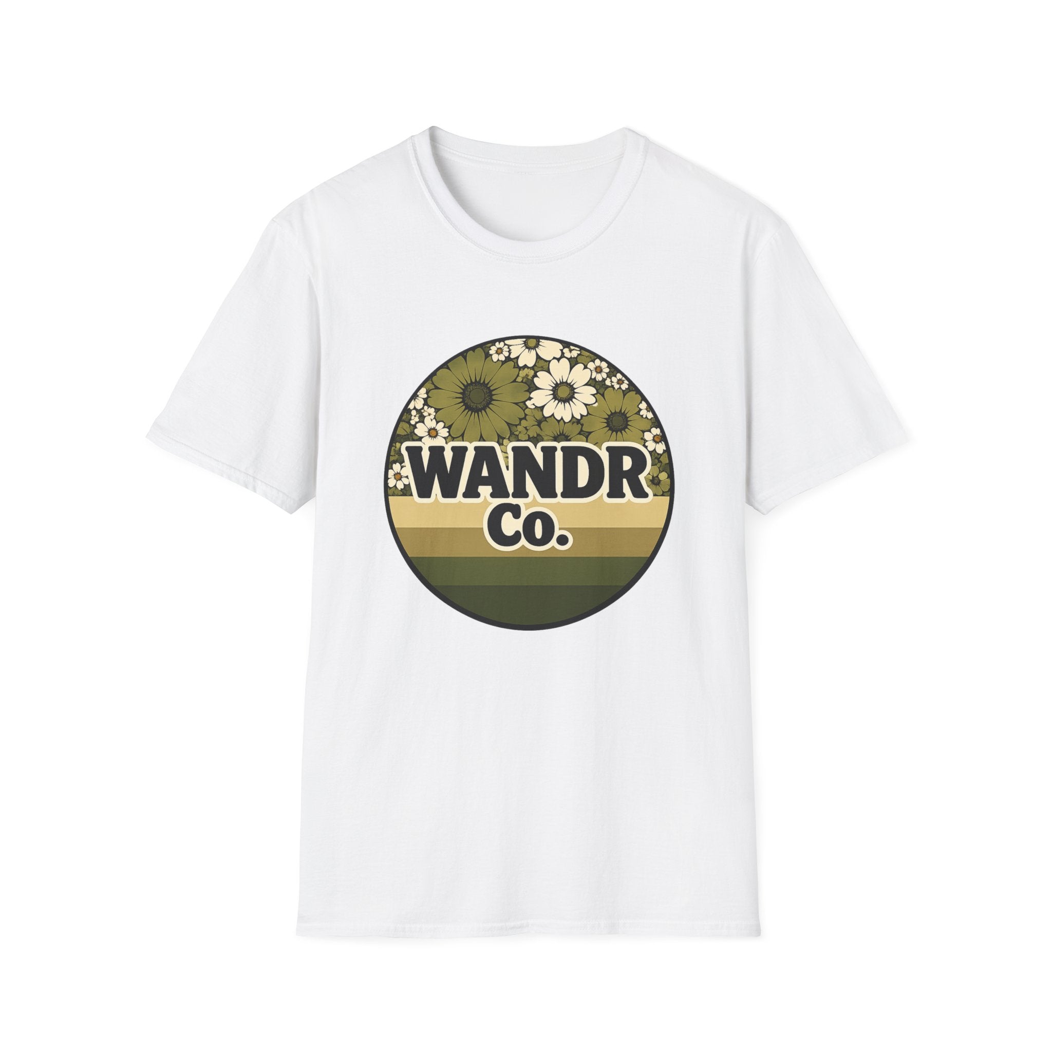 WANDR Co. Unisex Olive Floral T-Shirt — Vintage Nature Graphic Tee