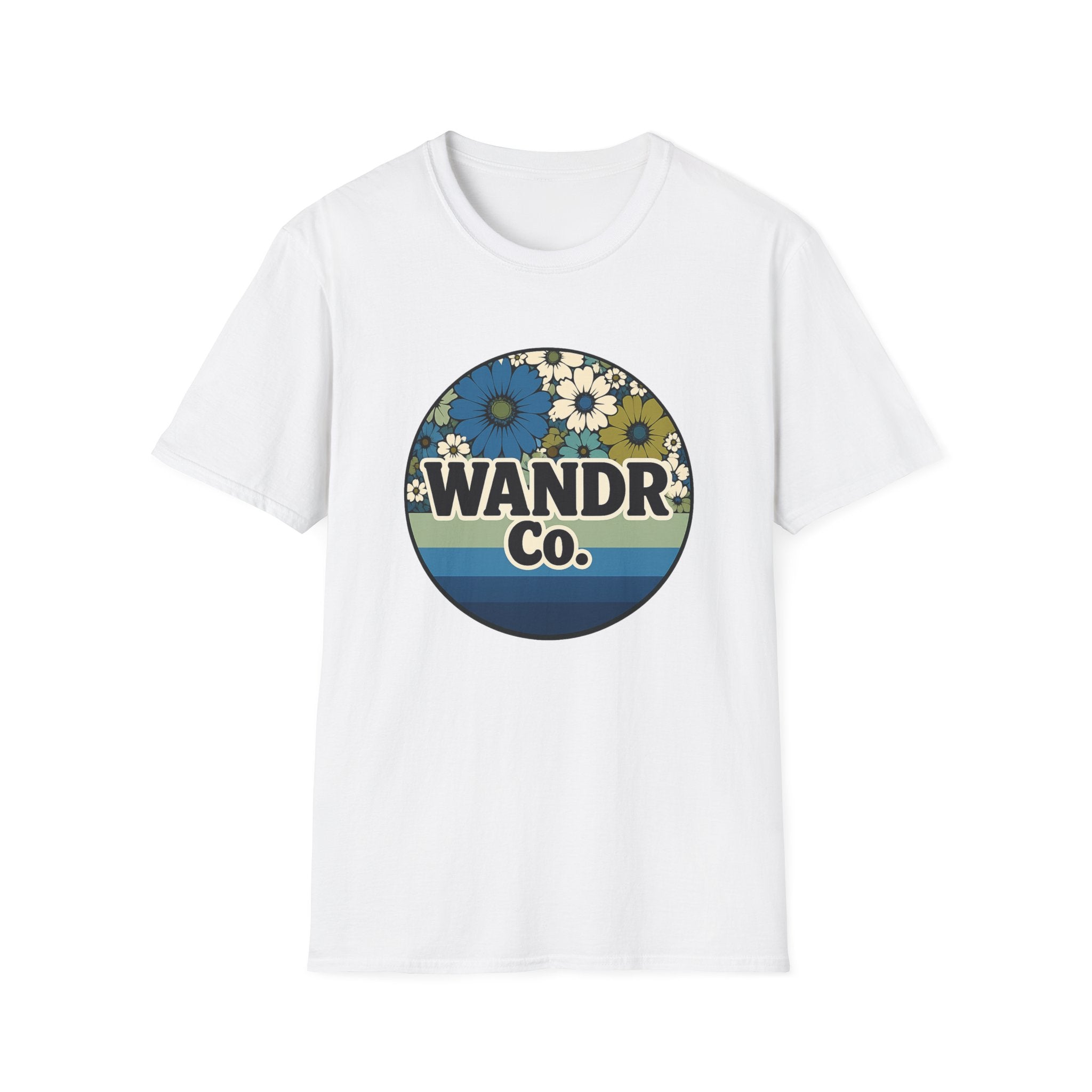 WANDR Co. Unisex Blue Floral Retro T-Shirt
