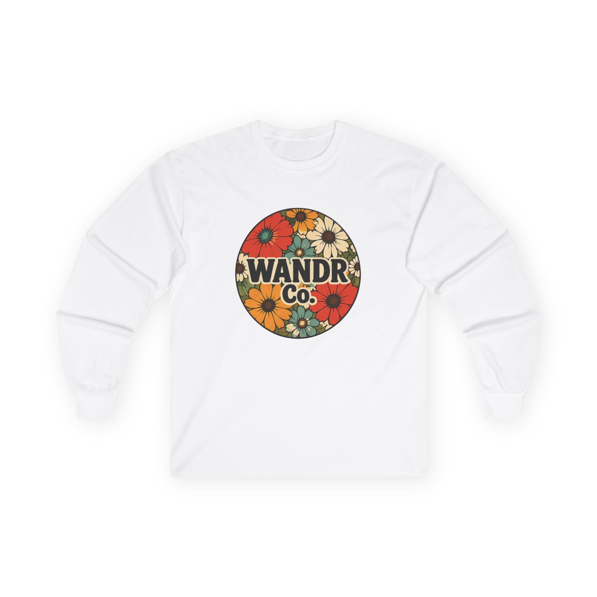 WANDR Co. Unisex Floral Logo Long Sleeve Tee