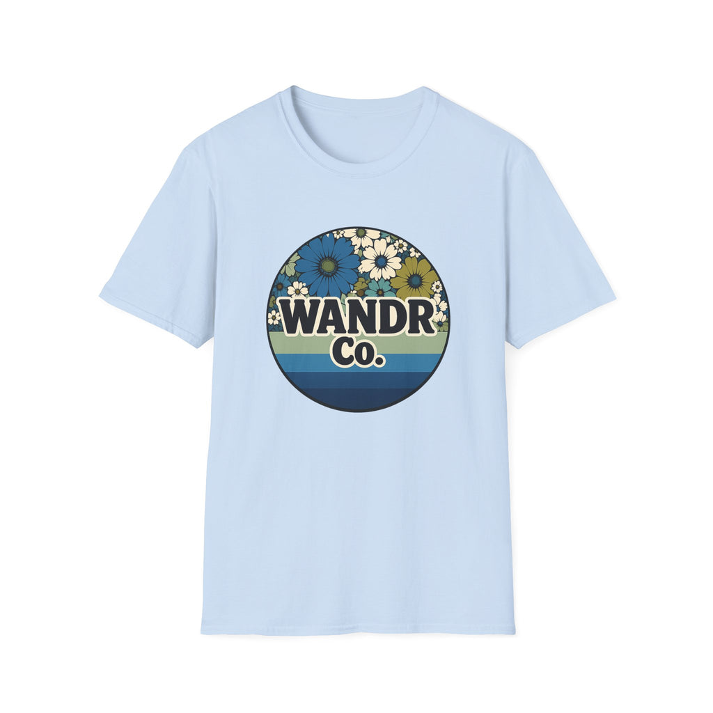 WANDR Co. Unisex Blue Floral Retro T-Shirt