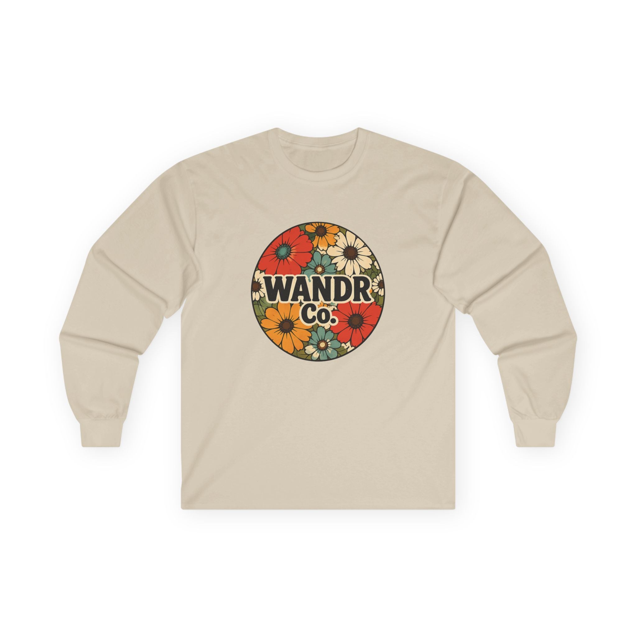 WANDR Co. Unisex Floral Logo Long Sleeve Tee