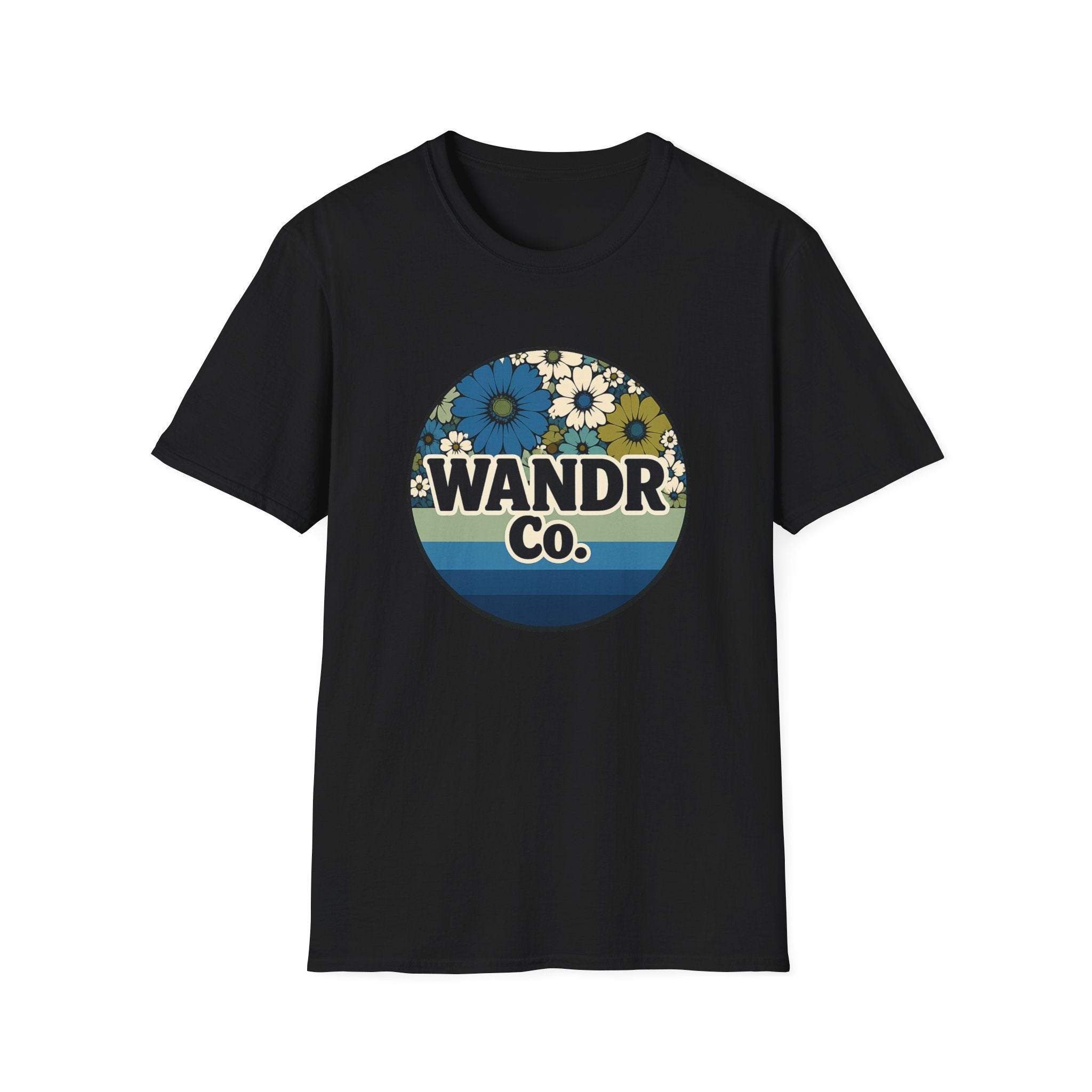 WANDR Co. Unisex Blue Floral Retro T-Shirt