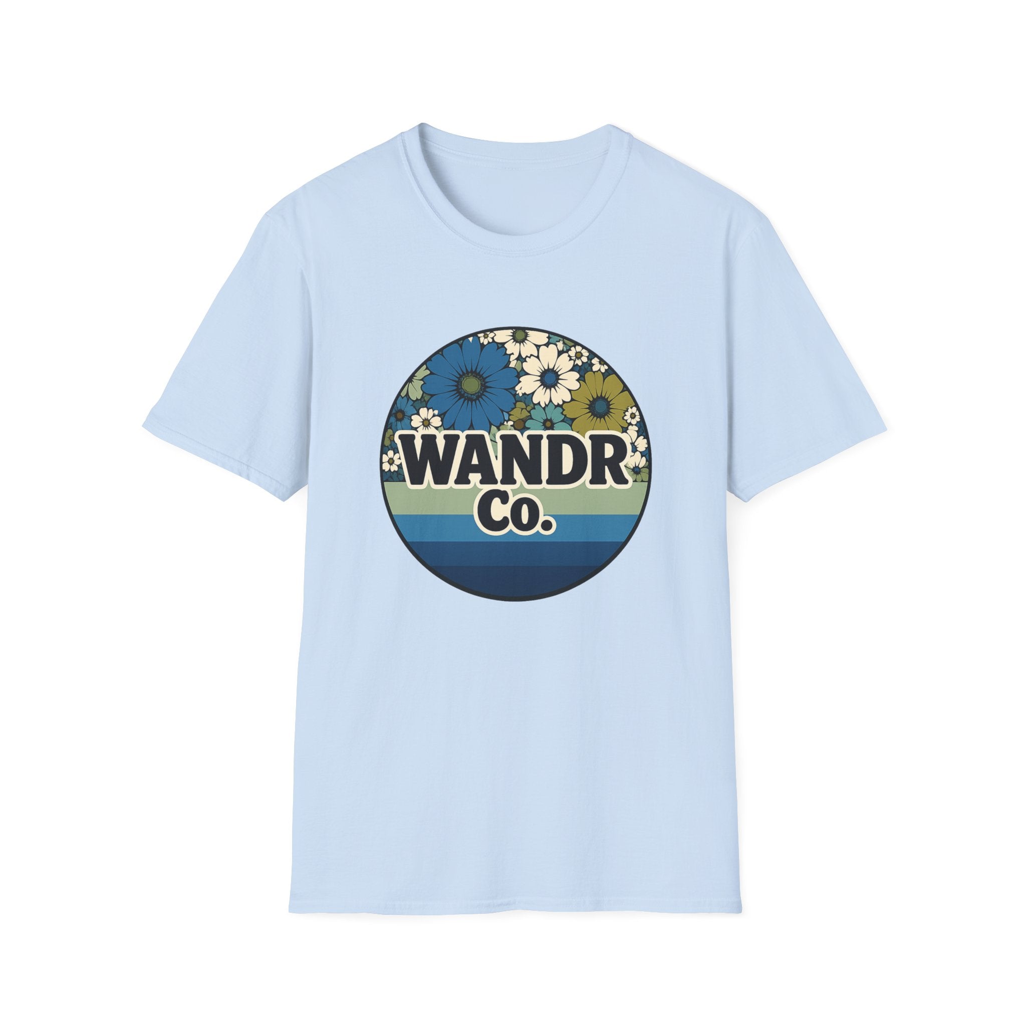 WANDR Co. Unisex Blue Floral Retro T-Shirt
