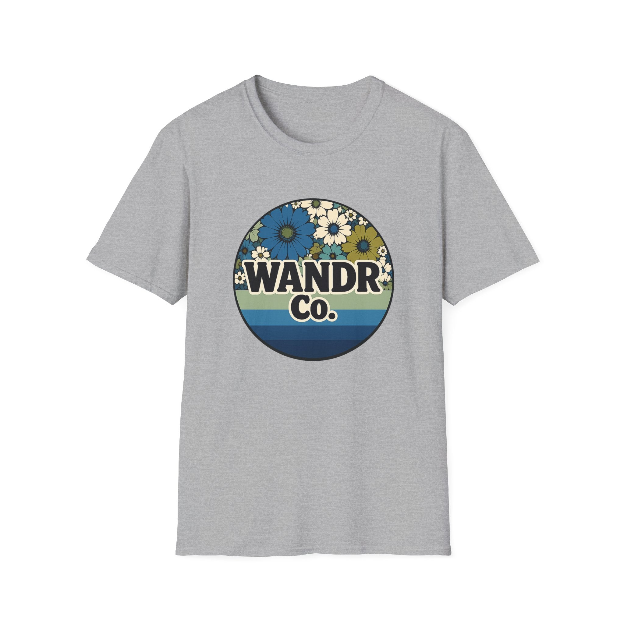 WANDR Co. Unisex Blue Floral Retro T-Shirt