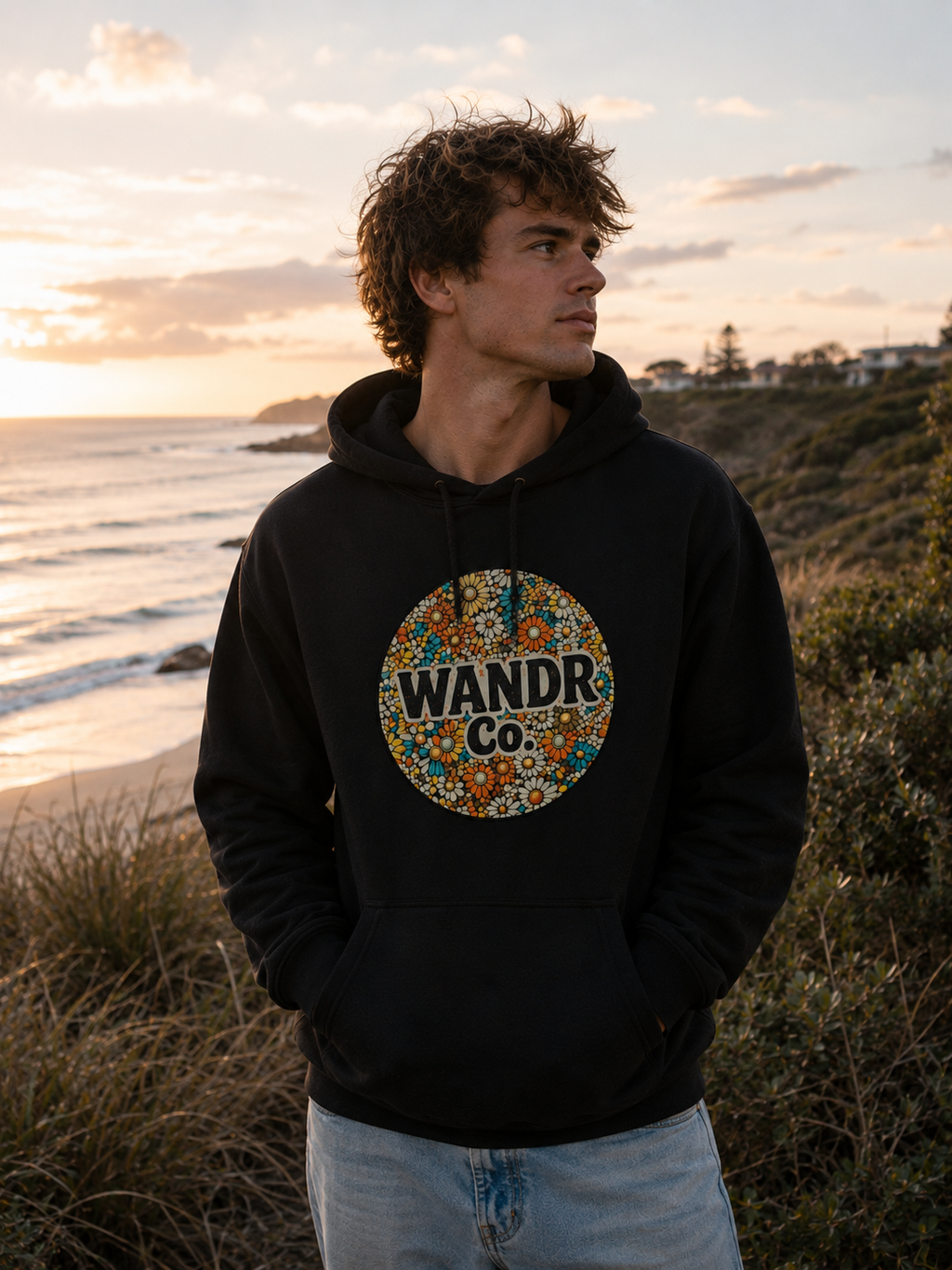 WANDR Co. Unisex Floral Logo Hoodie