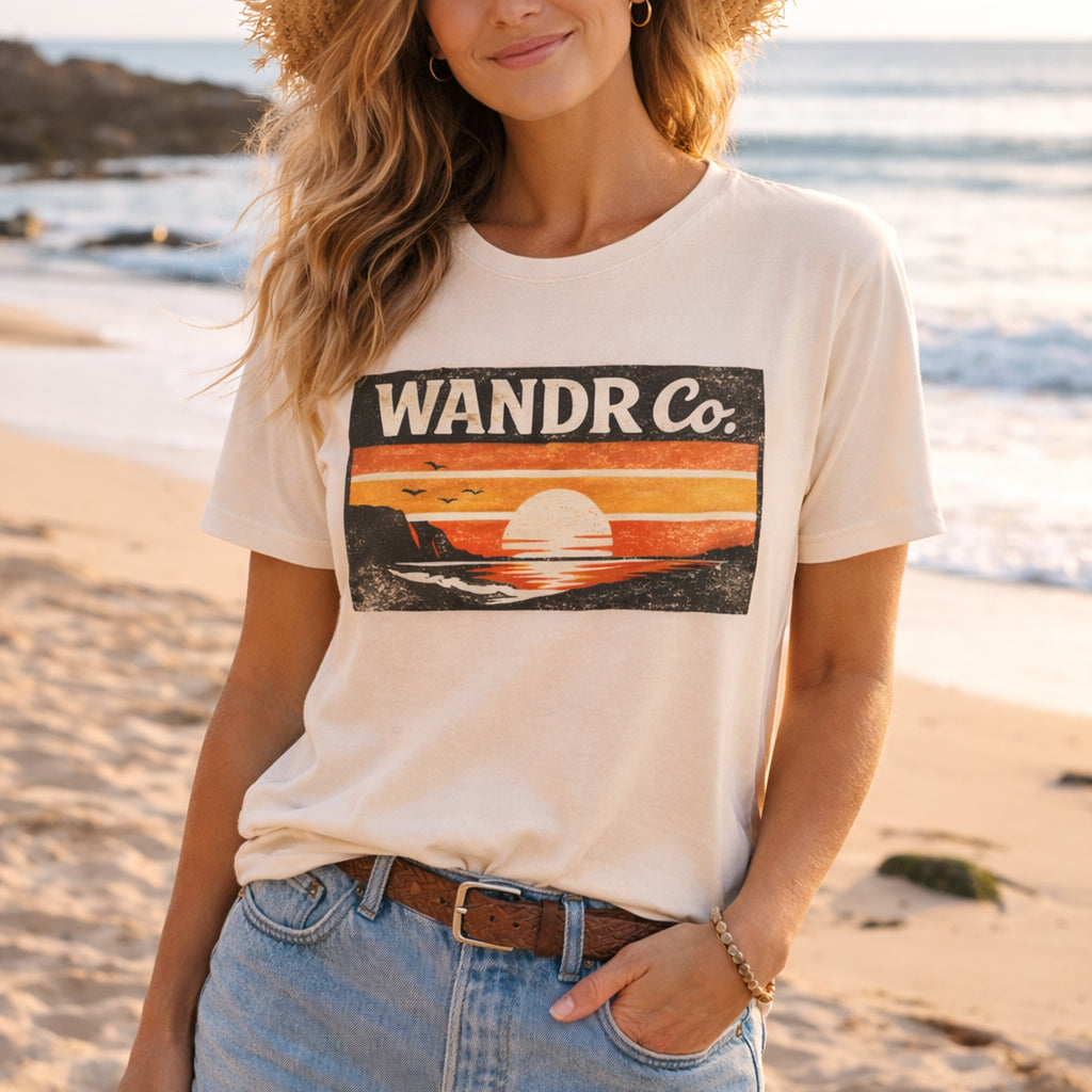 WANDR Co. Unisex Retro Sunset T‑Shirt
